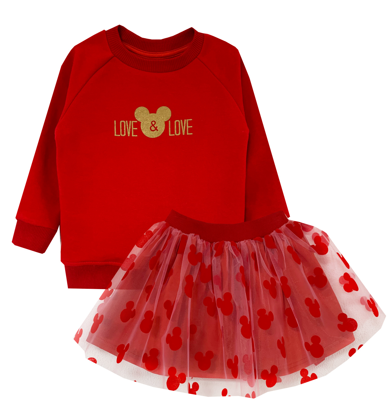 

Комплект для девочки Morekids 110 красный свитшот,юбка фатиновая (8898-110)