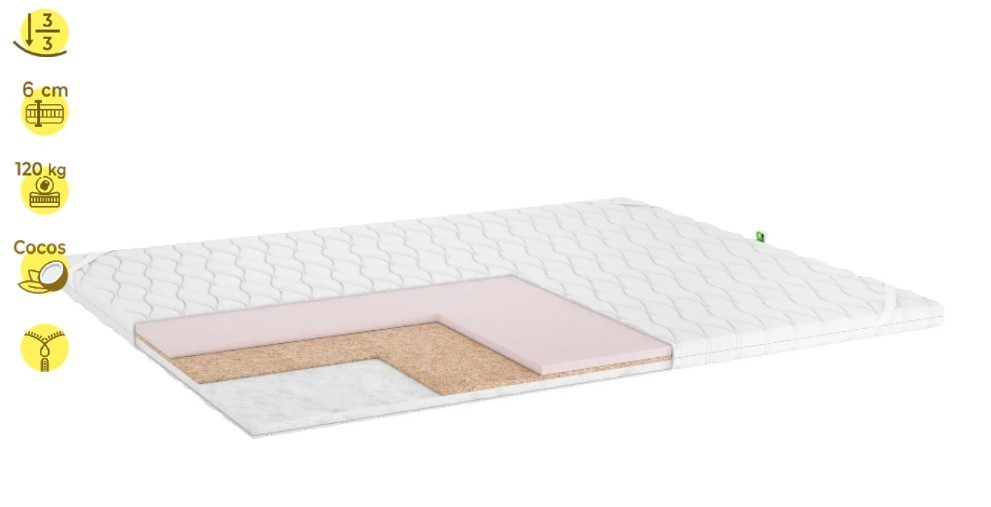 

Тонкий ортопедический матрас-топпер на диван Simpler Dream Line Luxe с кокосом 6х90х200