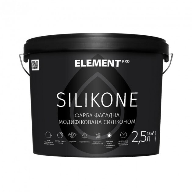 

Фасадная краска ELEMENT PRO SILIKONE 2,35 л прозрачная