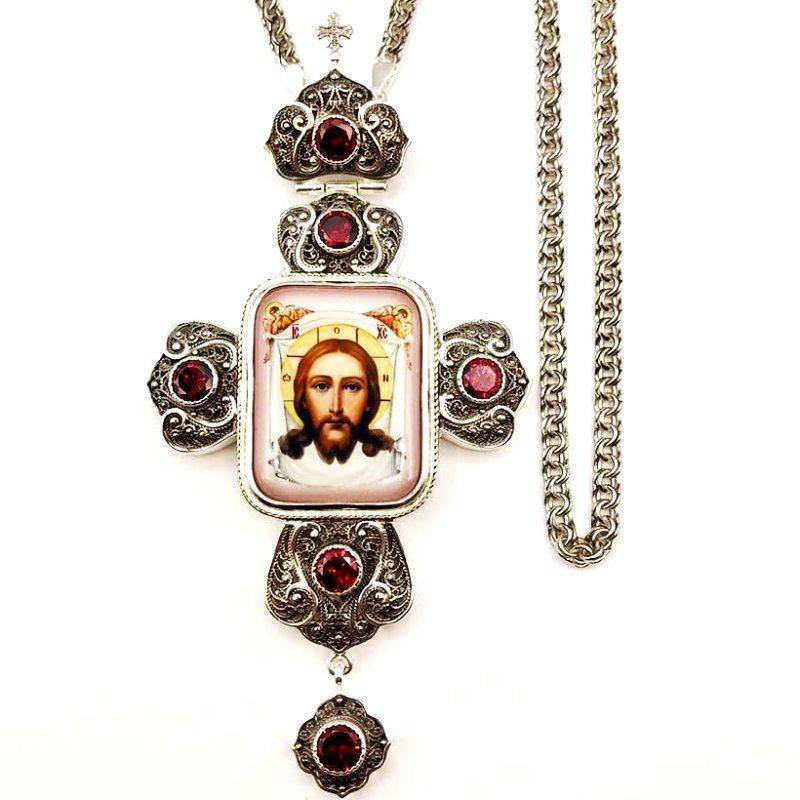 

Крест священника латунный в серебрении с принтом Фамильные Драгоценности арт.2.10.0340л-2^1л