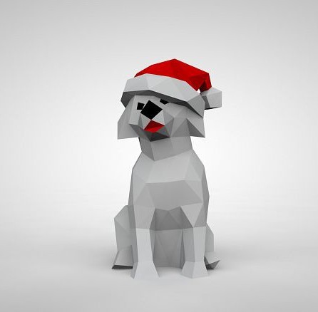 

Рождественская собака Наборы 3д фигур Оригами Papercraft Паперкрафт