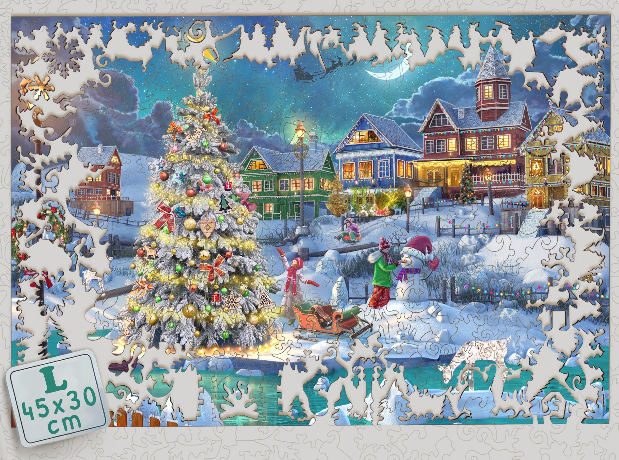

Пазл из дерева Dreamton "Заснеженная деревушка" 400 деталей 45*30 см