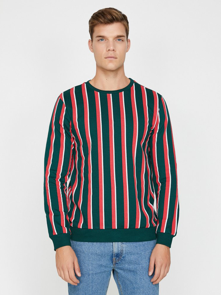 

Свитшот Koton 0KAM71707CK-11O  Green Stripe, Свитшот Koton 0KAM71707CK-11O S Green Stripe