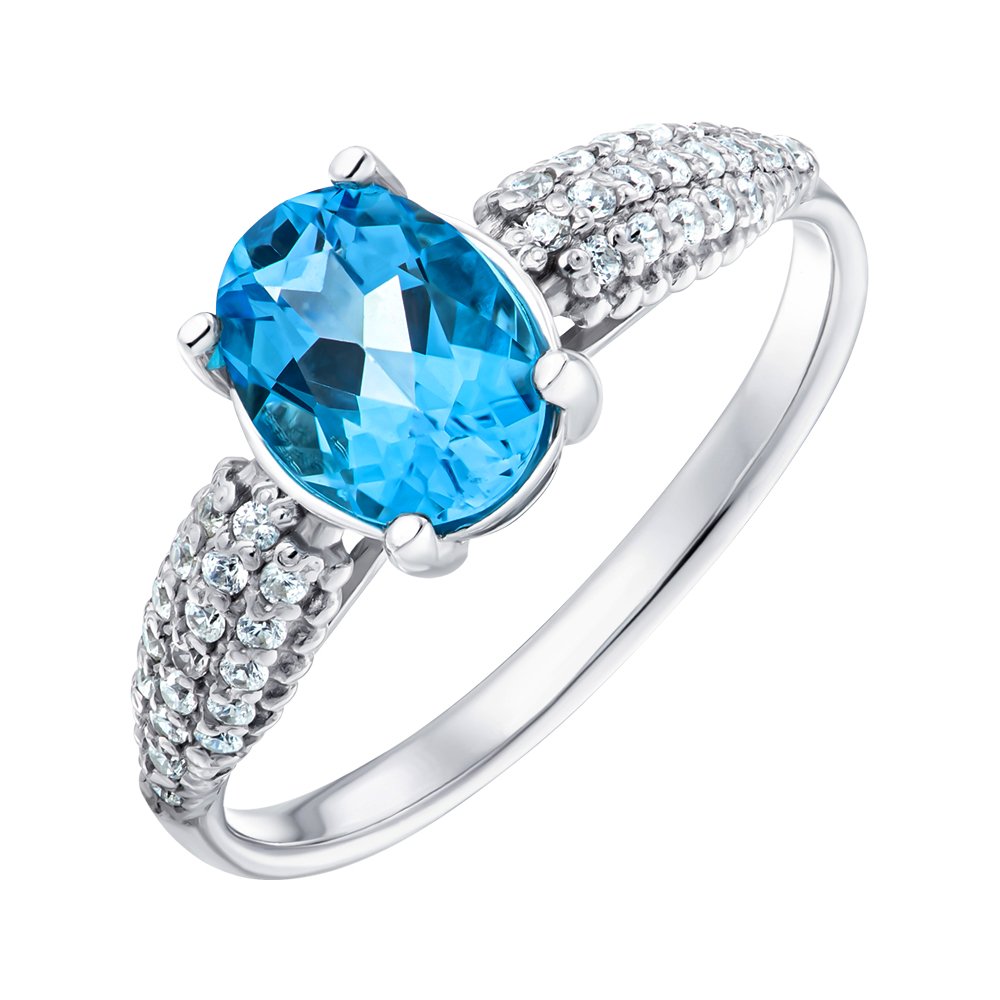 

Серебряное кольцо с синей шпинелью и фианитами 000148919 18 размера