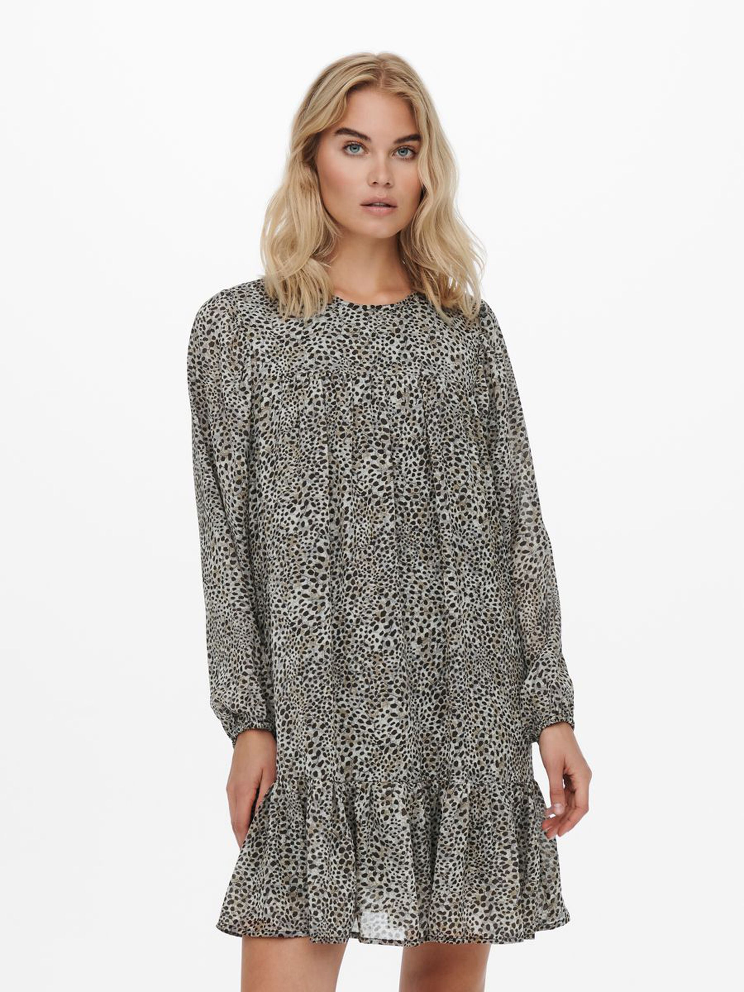 

Платье ONLY STAR /S FRILL SHORT DRESS 15240495 Taupe Gray/LEO  серый, Платье ONLY STAR L/S FRILL SHORT DRESS 15240495 Taupe Gray/LEO L серый