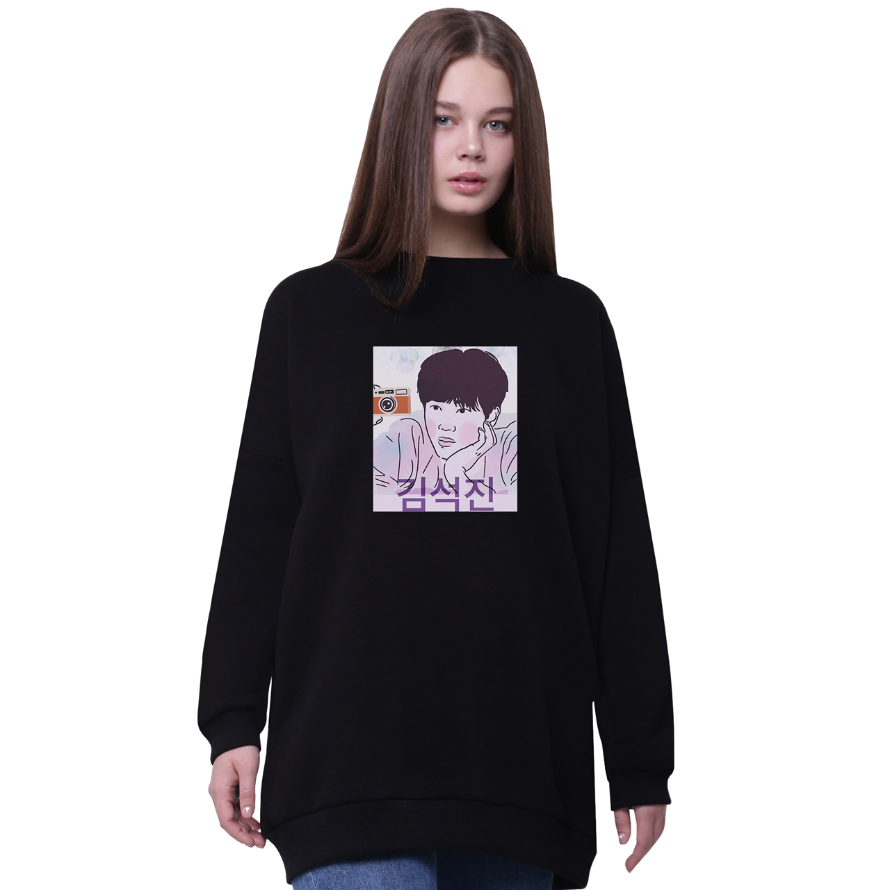 

Свитшот для девочек удлиненный БТС (BTS) Черный (35963-3259-3) 146 см