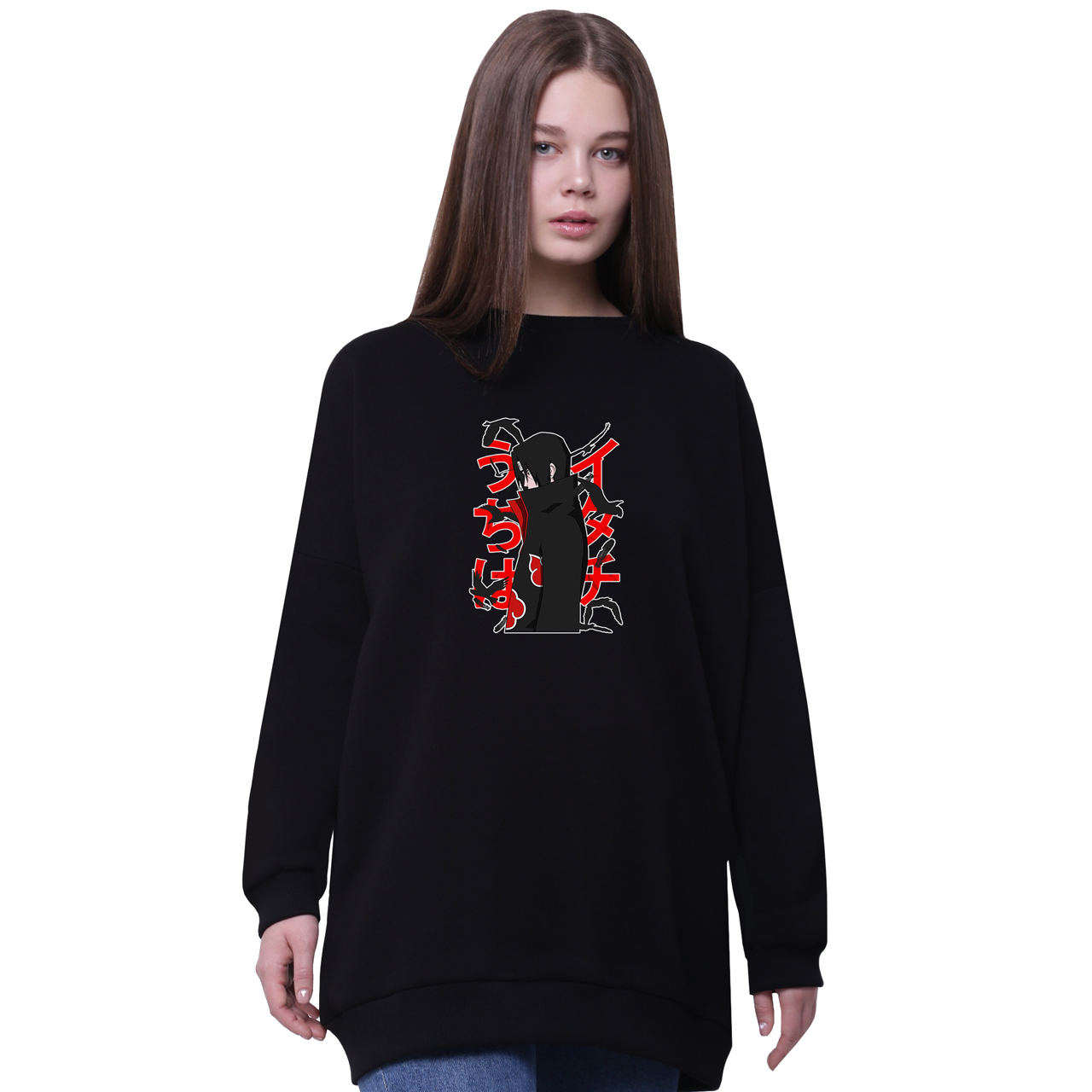 

Свитшот для девочек удлиненный Итачи Учиха Наруто (Itachi Uchiha) Черный (35963-2817-8) 176 см