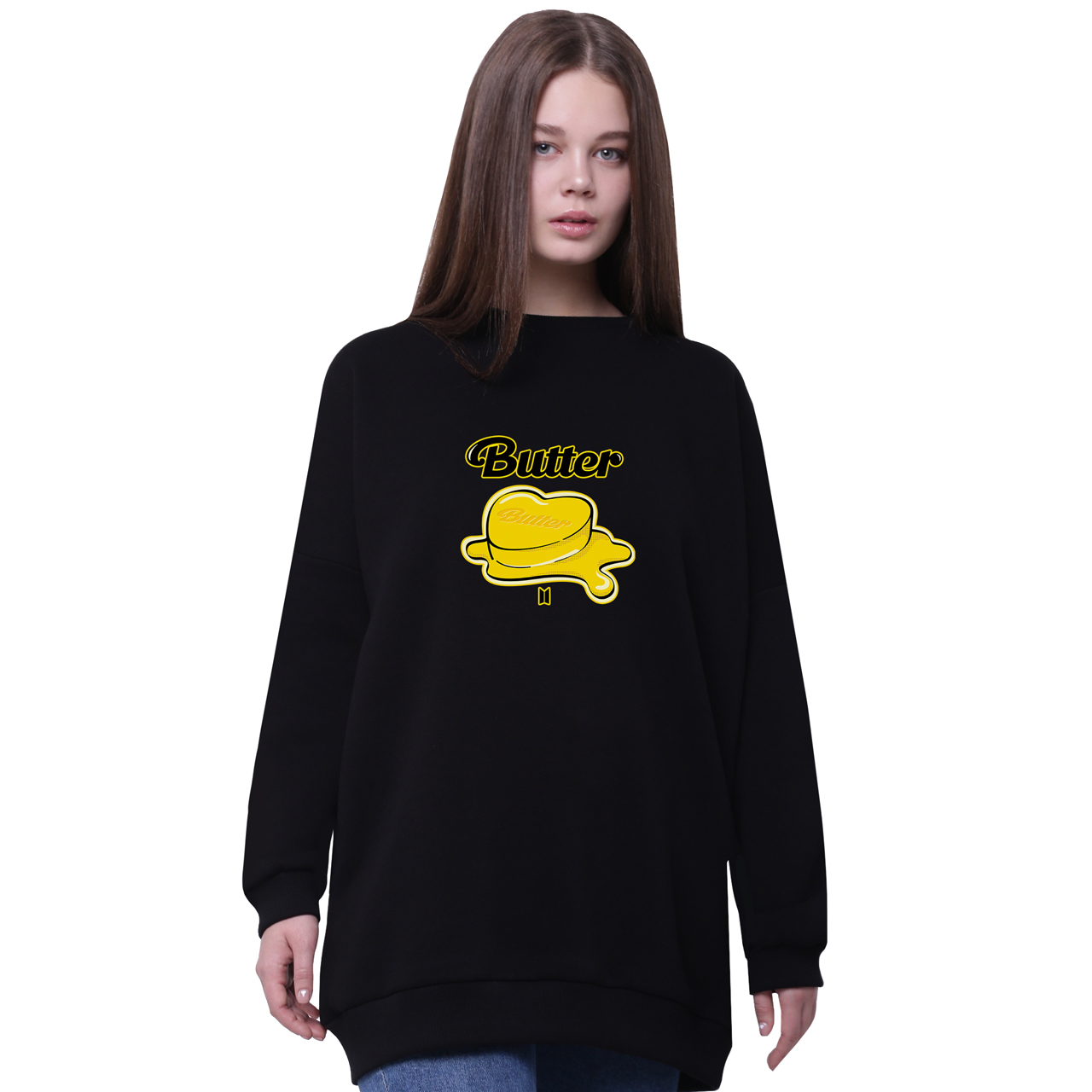 

Свитшот для девочек удлиненный БТС (BTS) Черный (35963-3269-5) 158 см