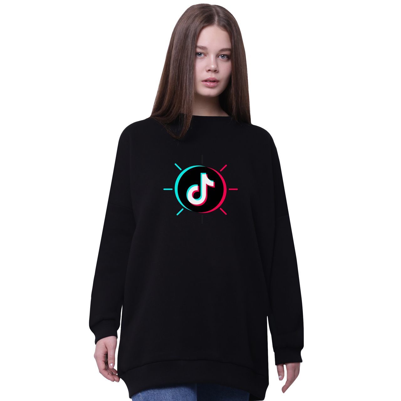 

Свитшот для девочек удлиненный ТикТок (TikTok) Черный (35963-1388-4) 152 см