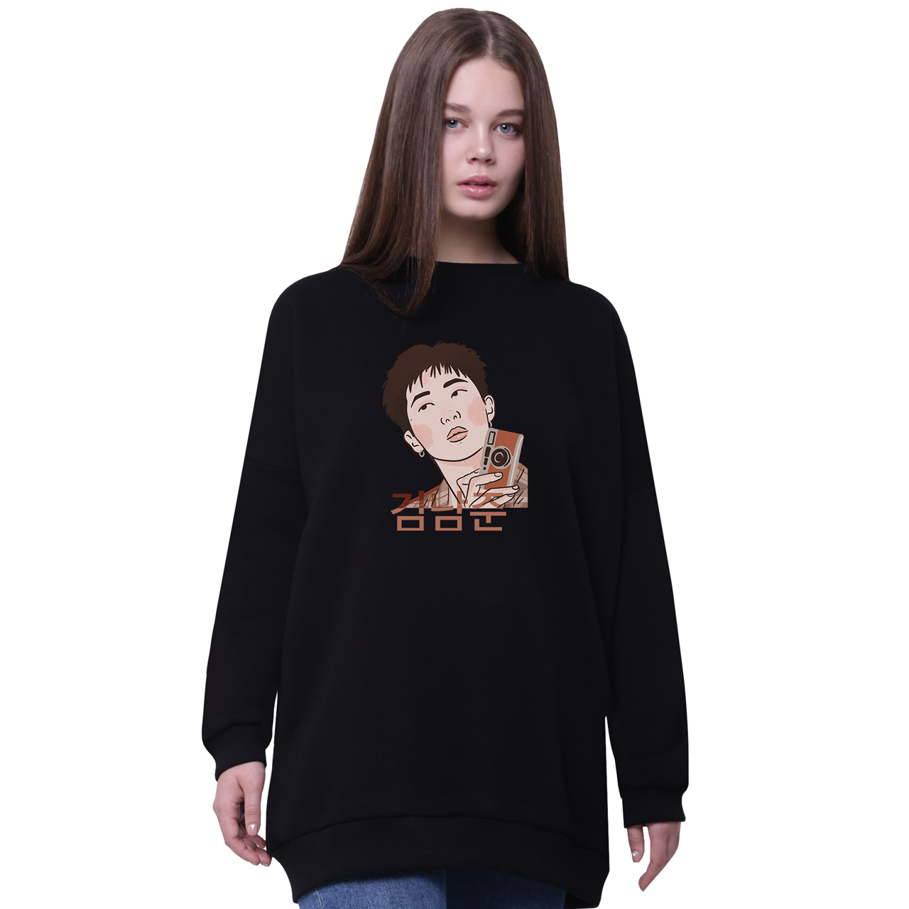 

Свитшот для девочек удлиненный Ким Намджун БТС (Kim Nam Joon BTS) Черный (35963-3261-7) 170 см