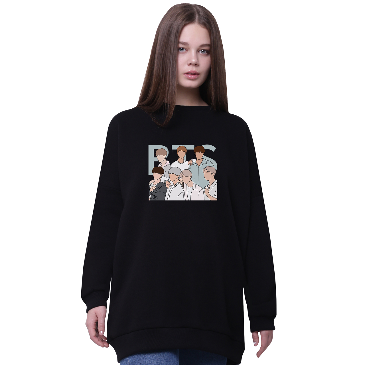

Свитшот для девочек удлиненный БТС (BTS) Черный (35963-3272-4) 152 см
