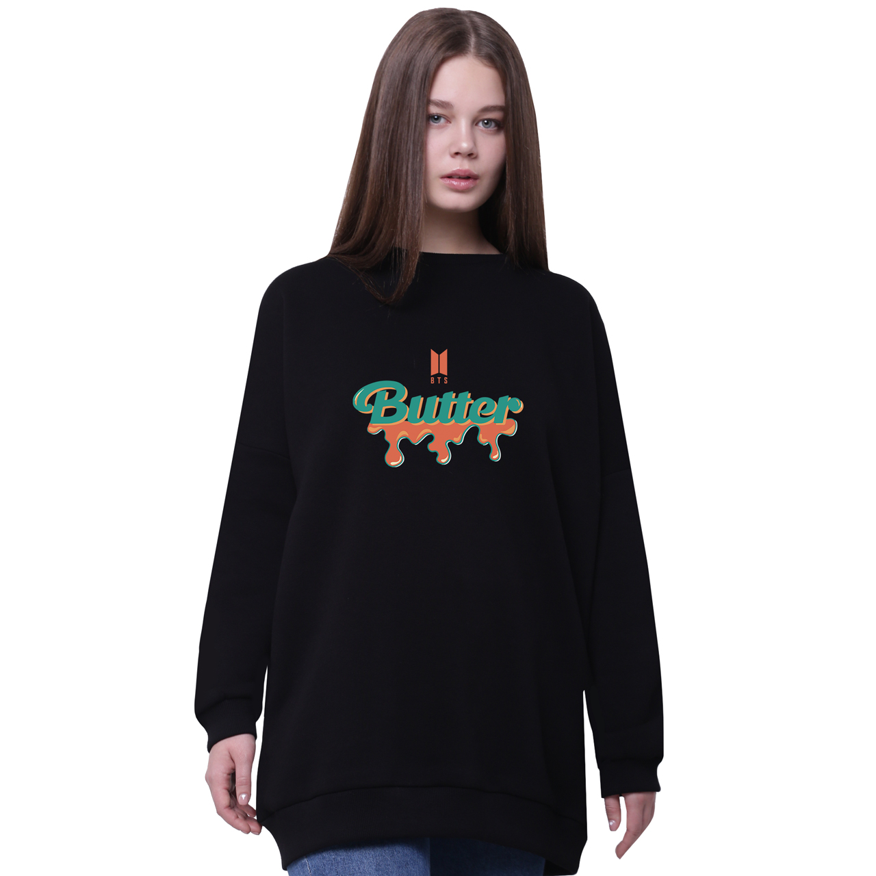 

Свитшот для девочек удлиненный БТС (Butter BTS) Черный (35963-3267-1) 134 см