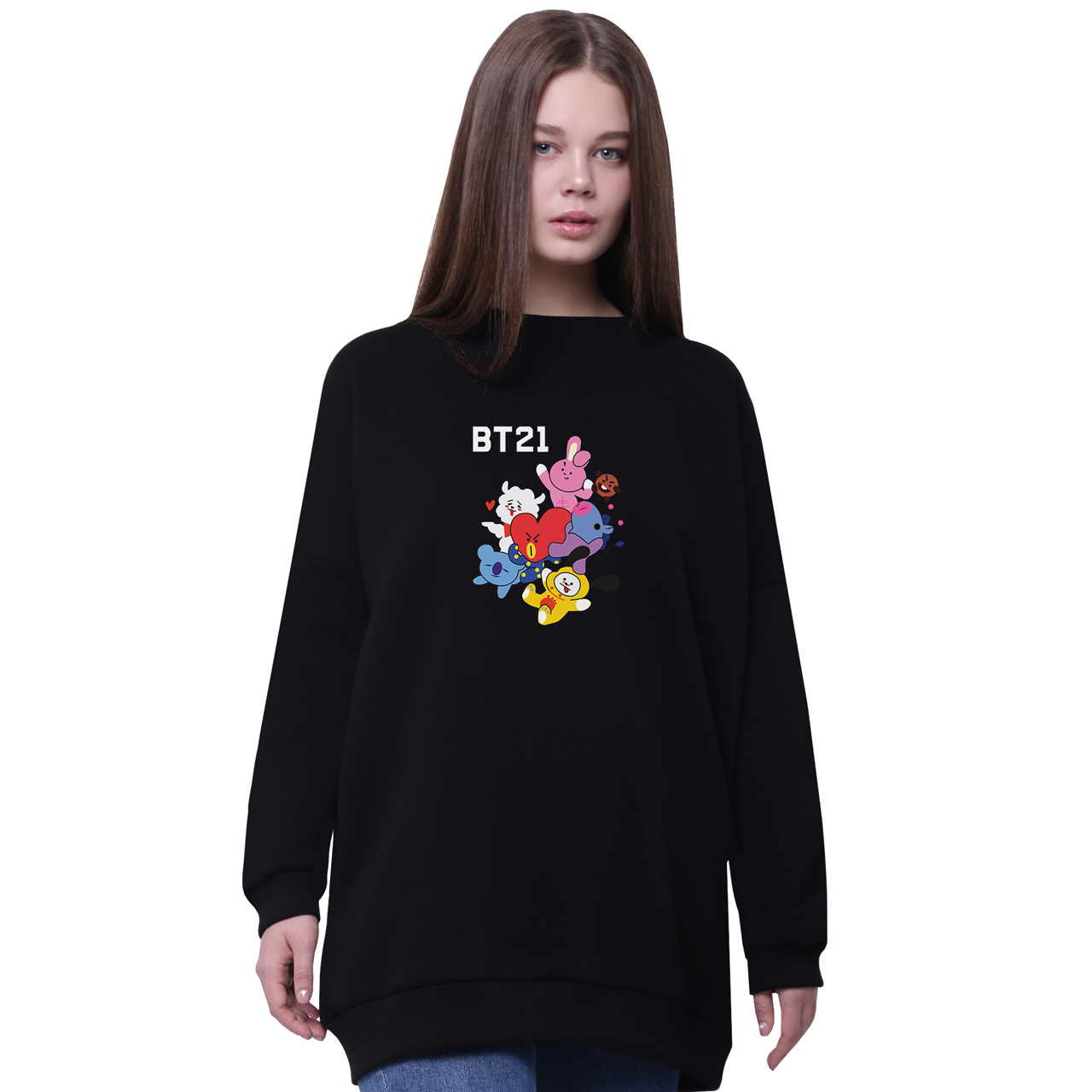 

Свитшот для девочек удлиненный БТС (BTS) Черный (35963-1166-2) 140 см