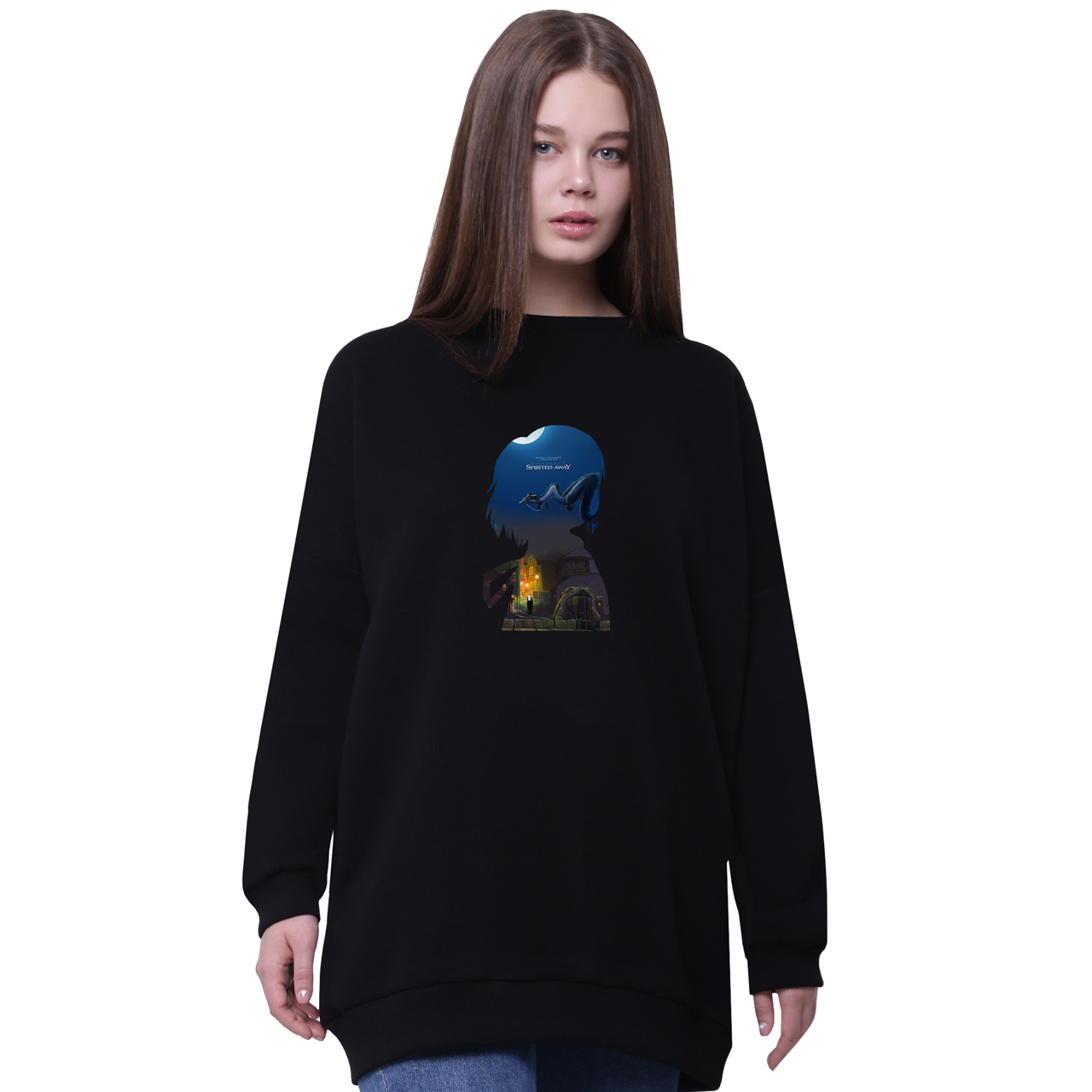 

Свитшот для девочек удлиненный Унесённые призраками (Spirited Away) Черный (35963-2828-6) 164 см