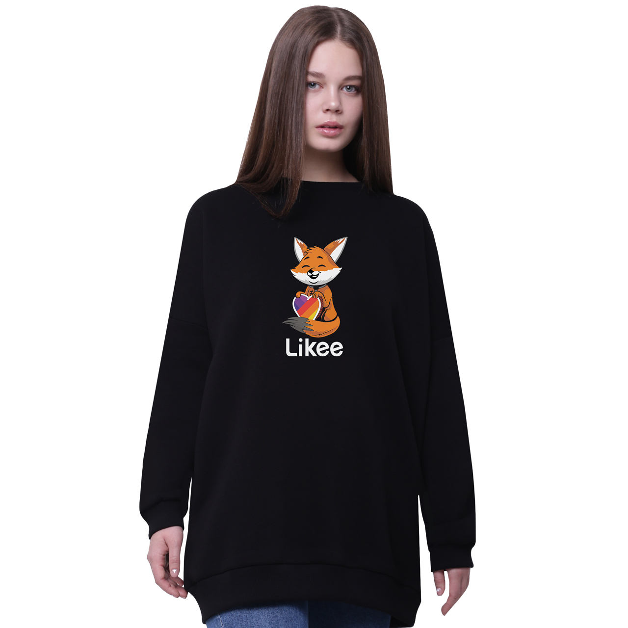 

Свитшот для девочек удлиненный Лайк Лисичка (Likee) Черный (35963-1033-5) 158 см