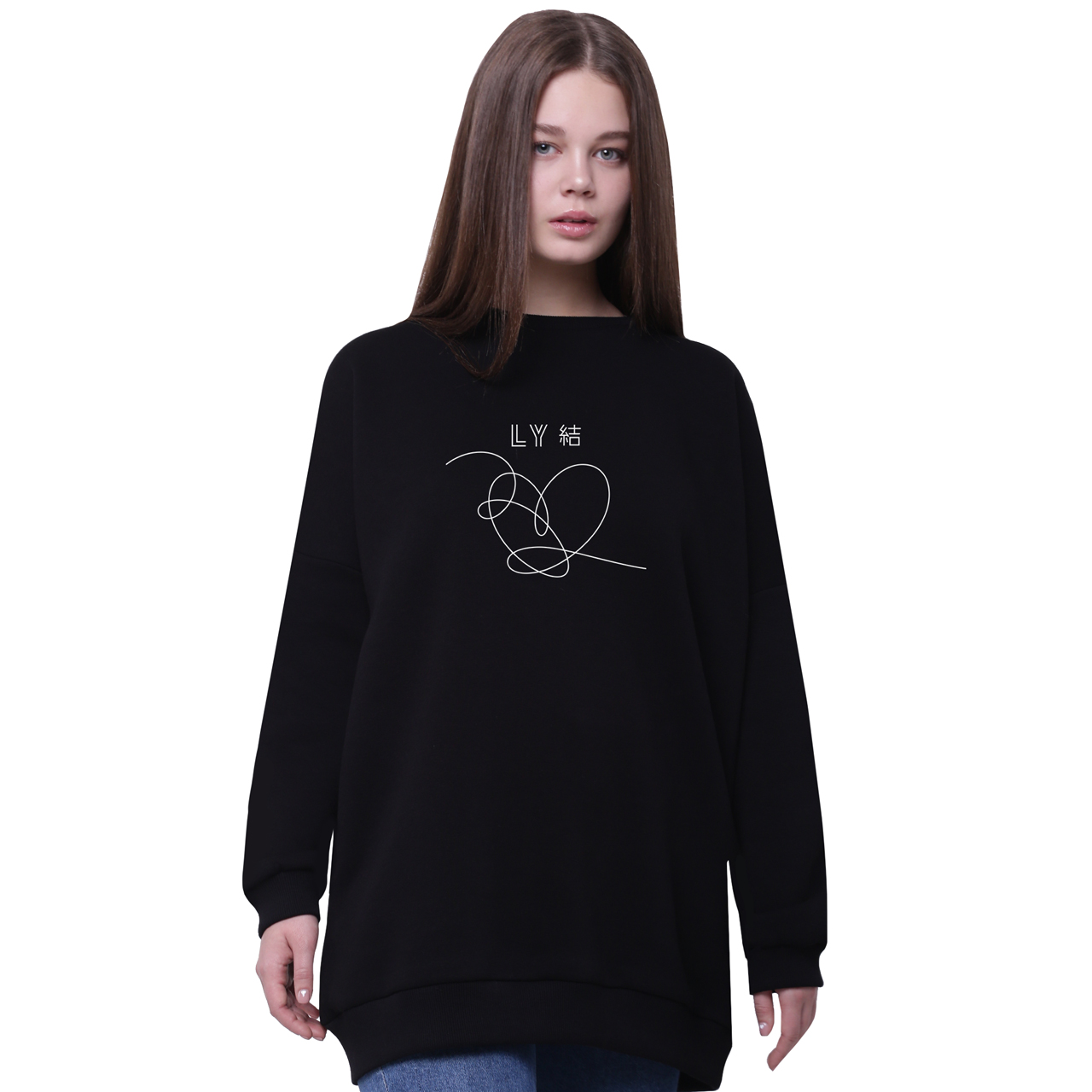 

Свитшот для девочек удлиненный БТС (BTS) Черный (35963-1080-2) 140 см