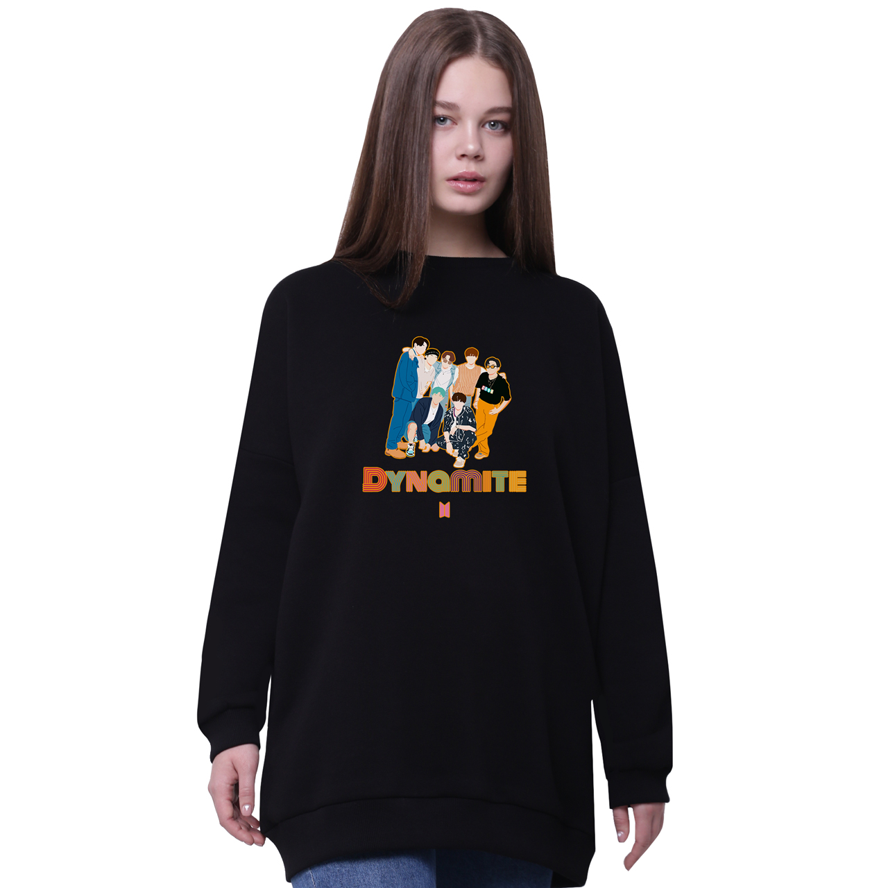 

Свитшот для девочек удлиненный БТС (BTS) Черный (35963-3270-6) 164 см