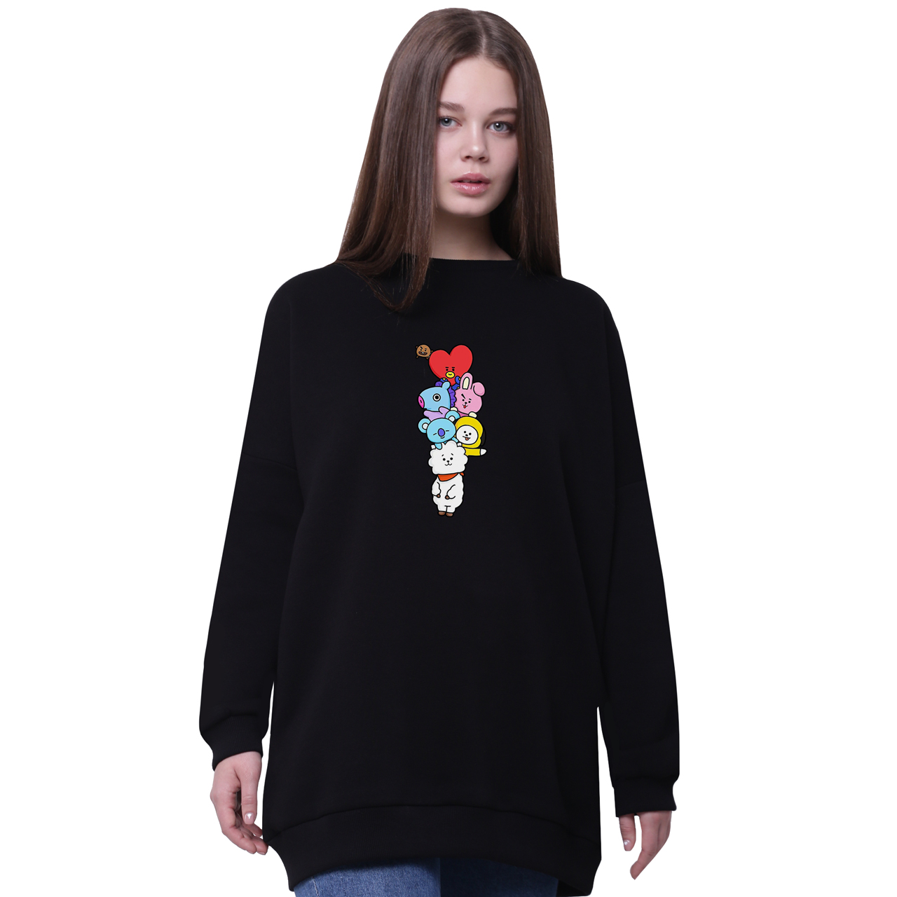 

Свитшот для девочек удлиненный БТС (BTS) Черный (35963-1064-5) 158 см