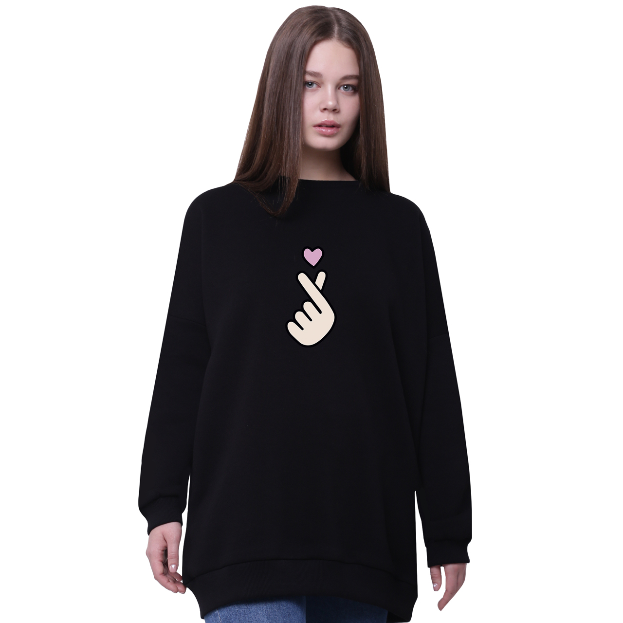 

Свитшот для девочек удлиненный БТС (BTS) Черный (35963-1063-3) 146 см