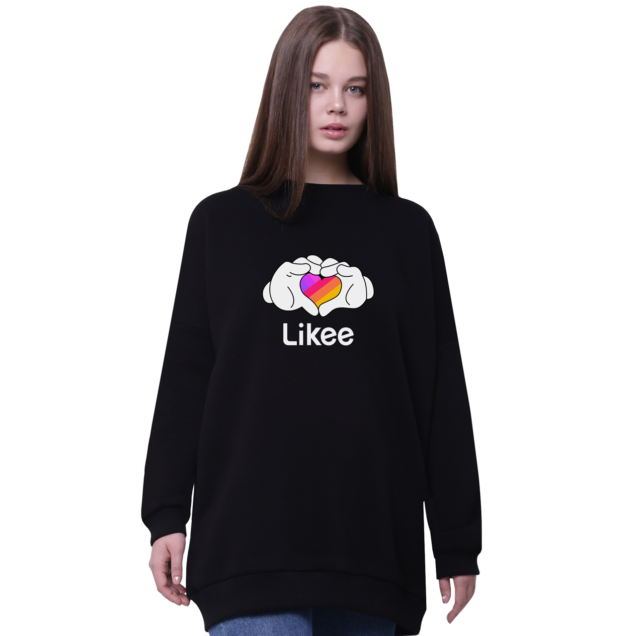 

Свитшот для девочек удлиненный Лайк (Likee) Черный (35963-1711-2) 140 см