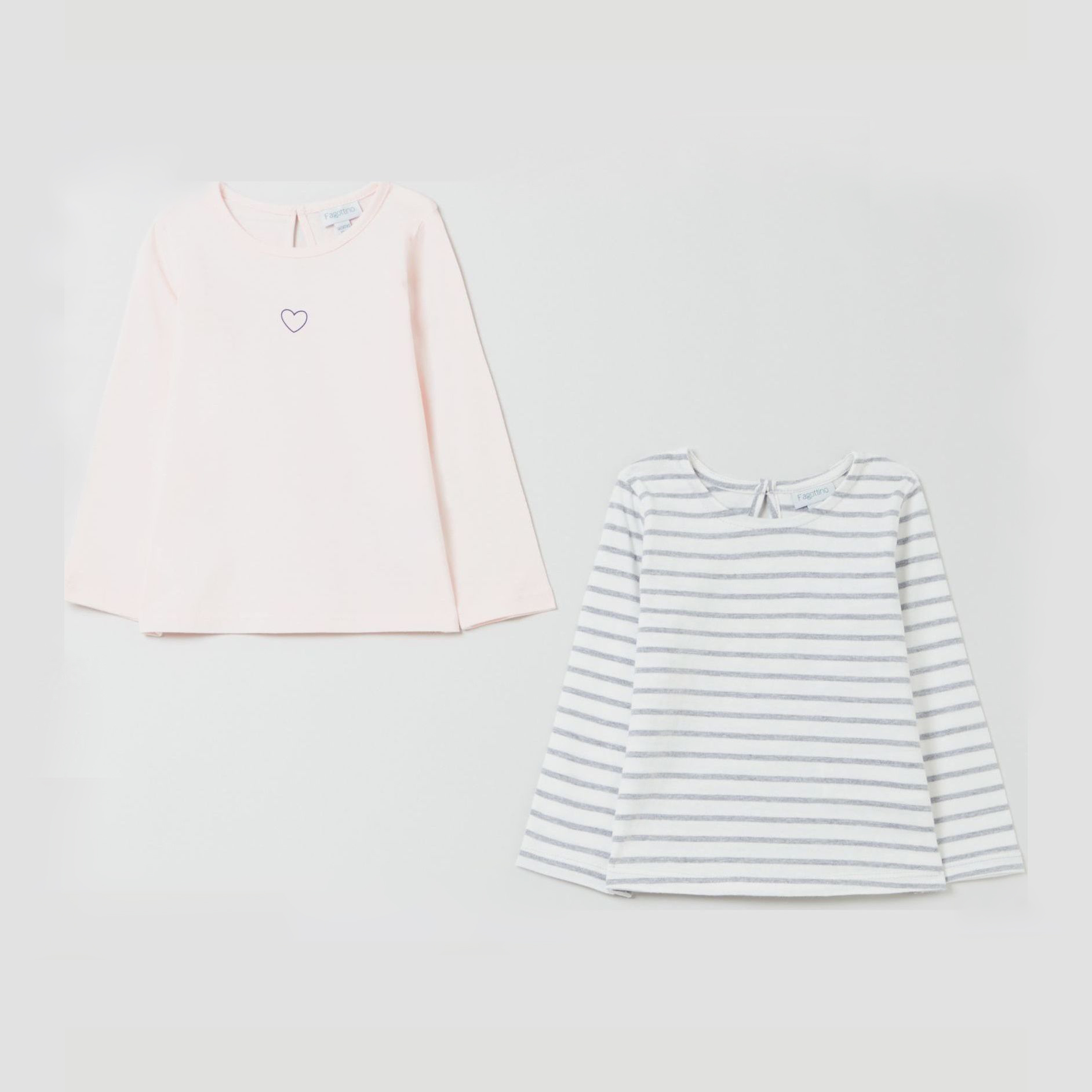 

Футболка с длинными рукавами OVS 1326724 92 см 2 шт Grey/Pink