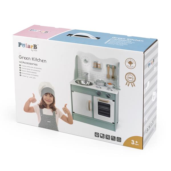 

Дитяча кухня з дерева з аксесуарами Viga Toys PolarB зелений (44048)