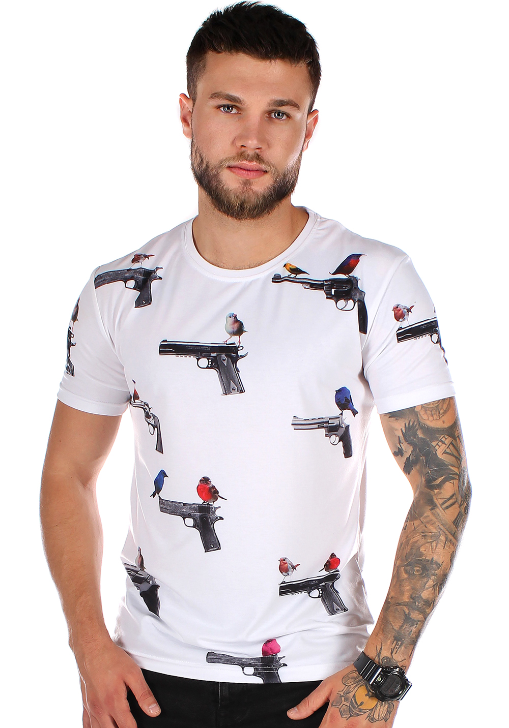

Футболка чоловіча Krutyakov GUNS BIRDS  білий 199552, Футболка чоловіча Krutyakov GUNS BIRDS L білий 199552