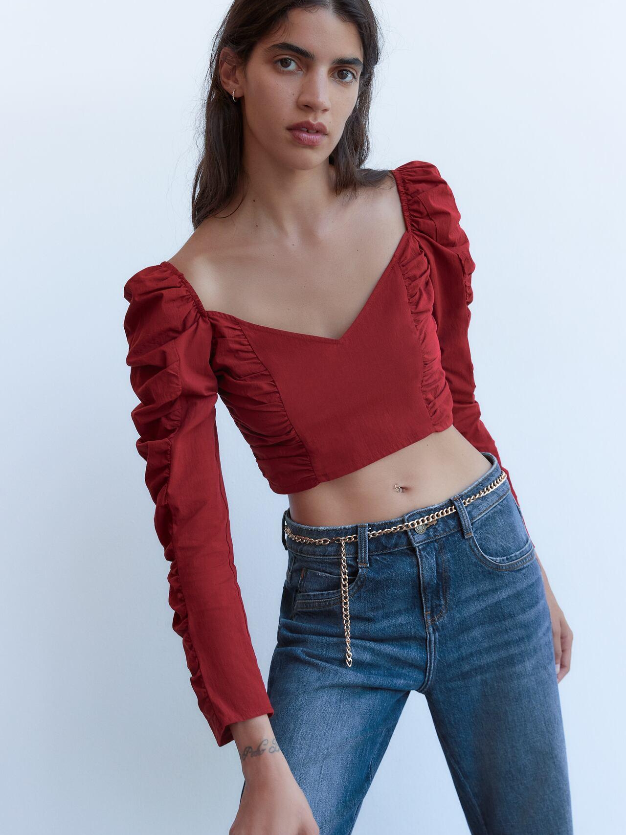 

Топ Zara XAZ281874NKDG  Бордовый, Топ Zara XAZ281874NKDG M Бордовый