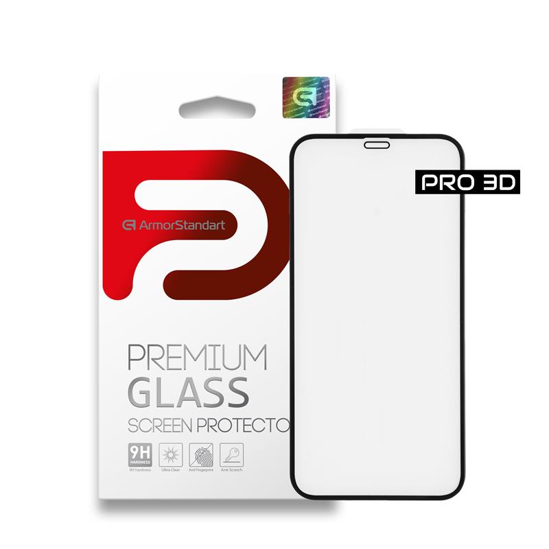 

Защитное стекло Armorstandart Pro для Apple iPhone 12/12 Pro Black, 0.33mm, 3D