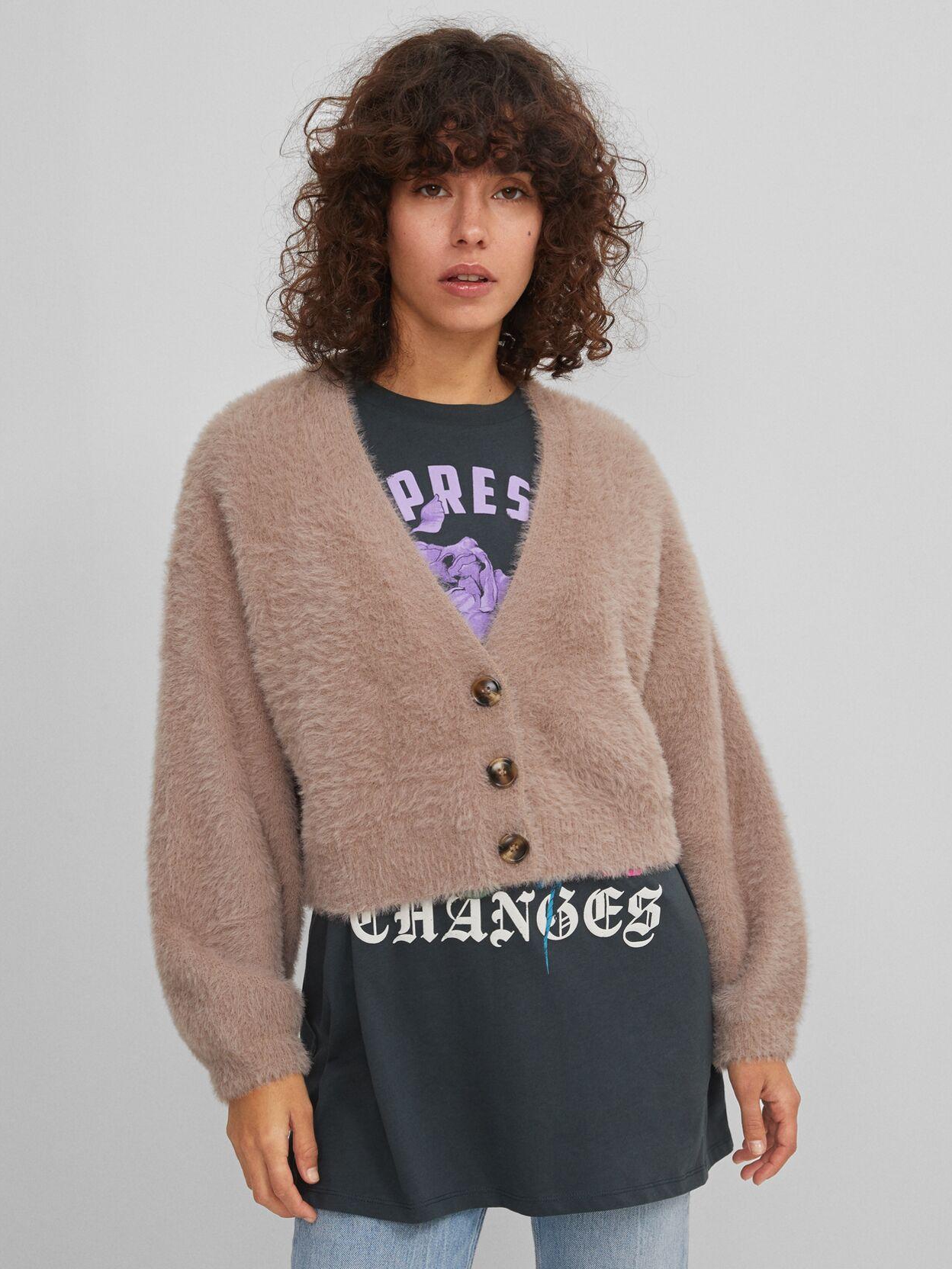

Кардиган Bershka XAZ294737HQTI S Темно-бежевый