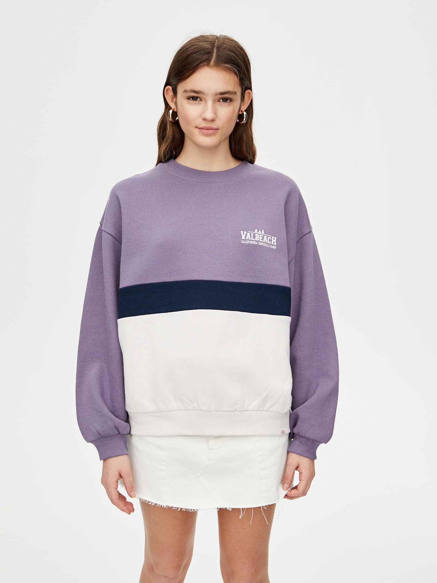 

Свитшот Pull & Bear XAZ295093PSJT  Сиреневый с белым, Свитшот Pull & Bear XAZ295093PSJT L Сиреневый с белым