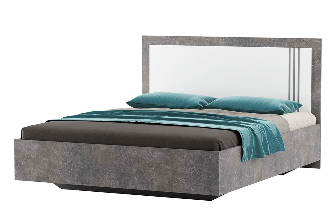 

Кровать двуспальная из ДСП 160x200 Алекса 1644х2062х1100 индастриал/белый Світ меблів с металлическим каркасом