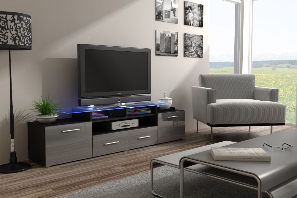 

ТВ тумба RTV EVORA Cama meble корпус - венге мат, фронт - сірий глянець