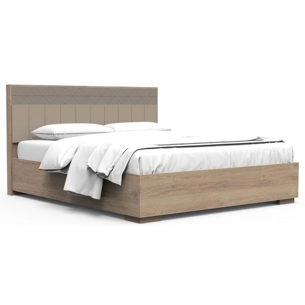 

Кровать двуспальная из ДСП 180x200 Грейс 1880х2100х1200 мм дуб королевский/капучино лак Світ меблів с металлическим каркасом