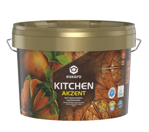 

Краска акриловая Eskaro Akzent Kitchen шелковистый мат белый TR 2.7 л