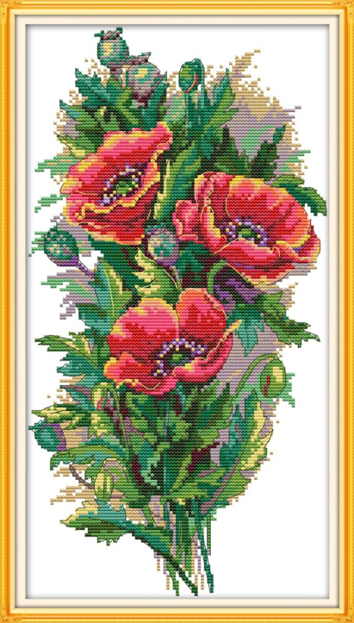 

Набор для вышивания по нанесённой на канву схеме "A bunch of flowers ". AIDA 14CT printed, 22*41 см