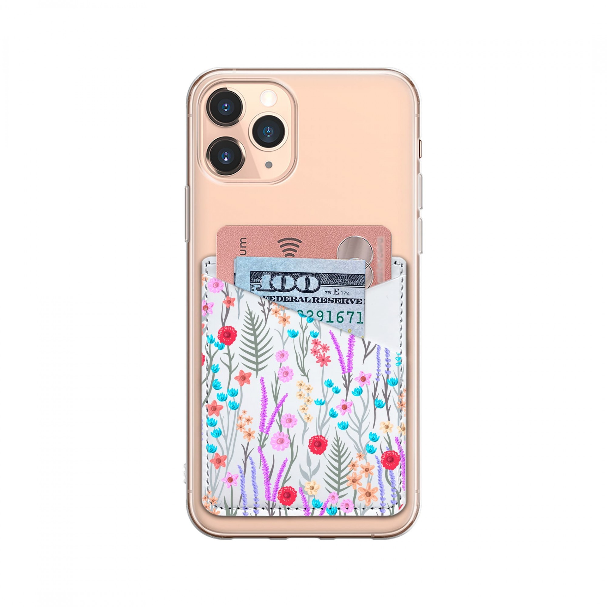 

Картхолдер визитница для девушки на телефон из екокожы с цветами Sea Flowers / наклейка на чехол