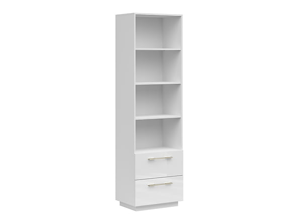 

Высокий книжный шкаф с открытыми полками и ящиками для гостиной FL Smart Black Red White 60x205x42 (S477-REG2S/KPL) 102608