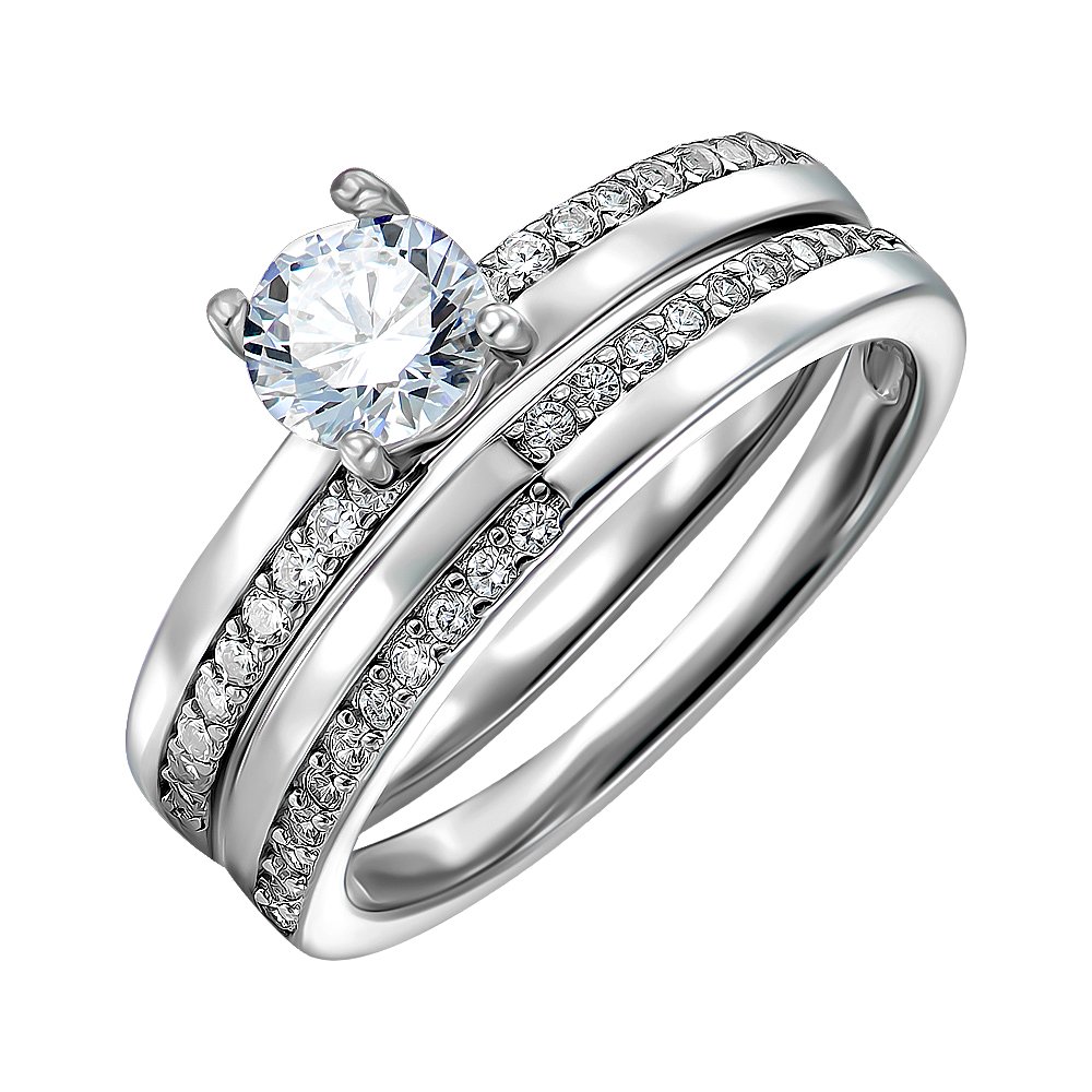 

Серебряное наборное кольцо с фианитами 000152004 17 размера