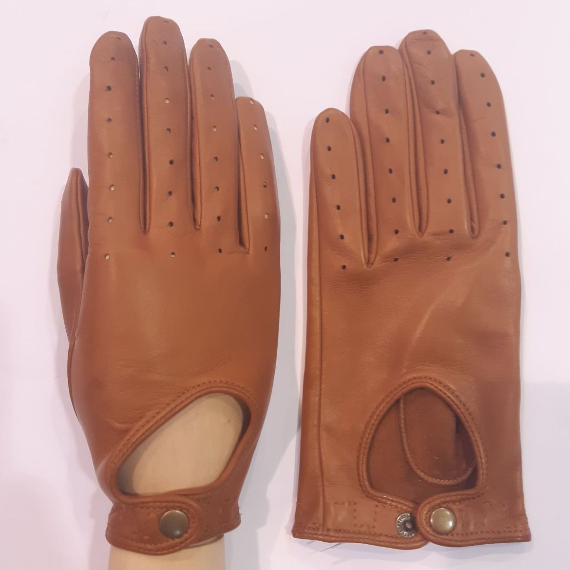 

Женские автомобильные кожаные перчатки GlovesUA мод.274 р.8 кирпичные