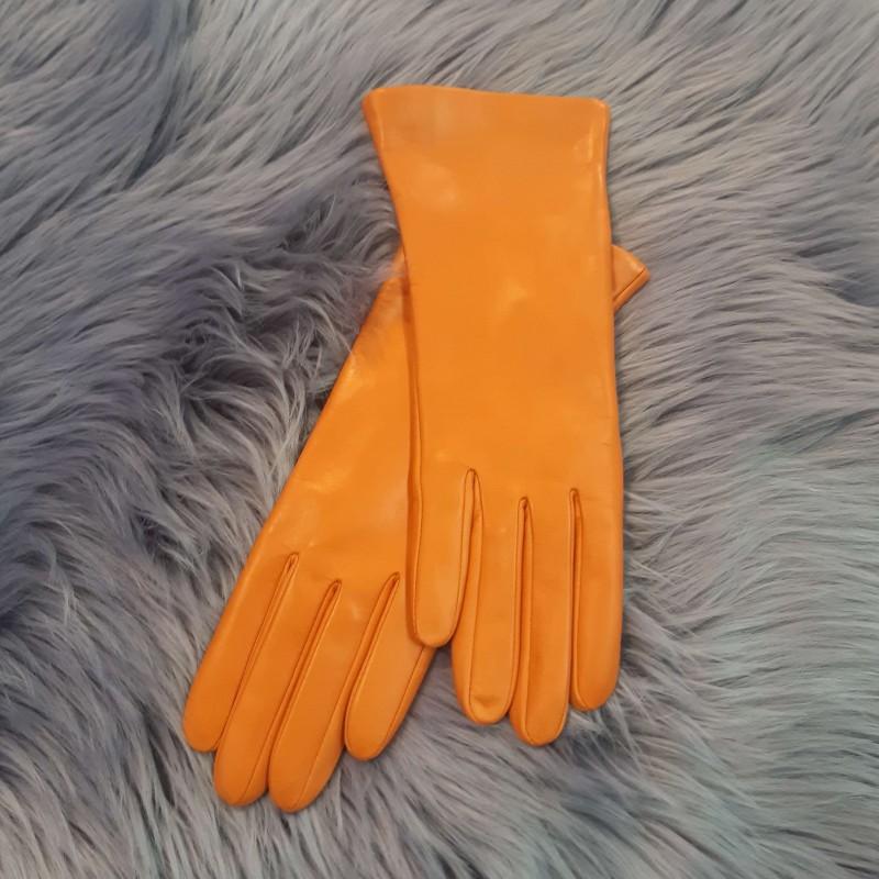 

Женские кожаные перчатки GlovesUA мод.001 р.8,5 (без 3 полос) оранжевые