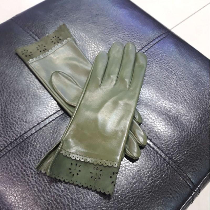 

Женские перчатки кожаные GlovesUA мод.205 р.7,5 оливковые