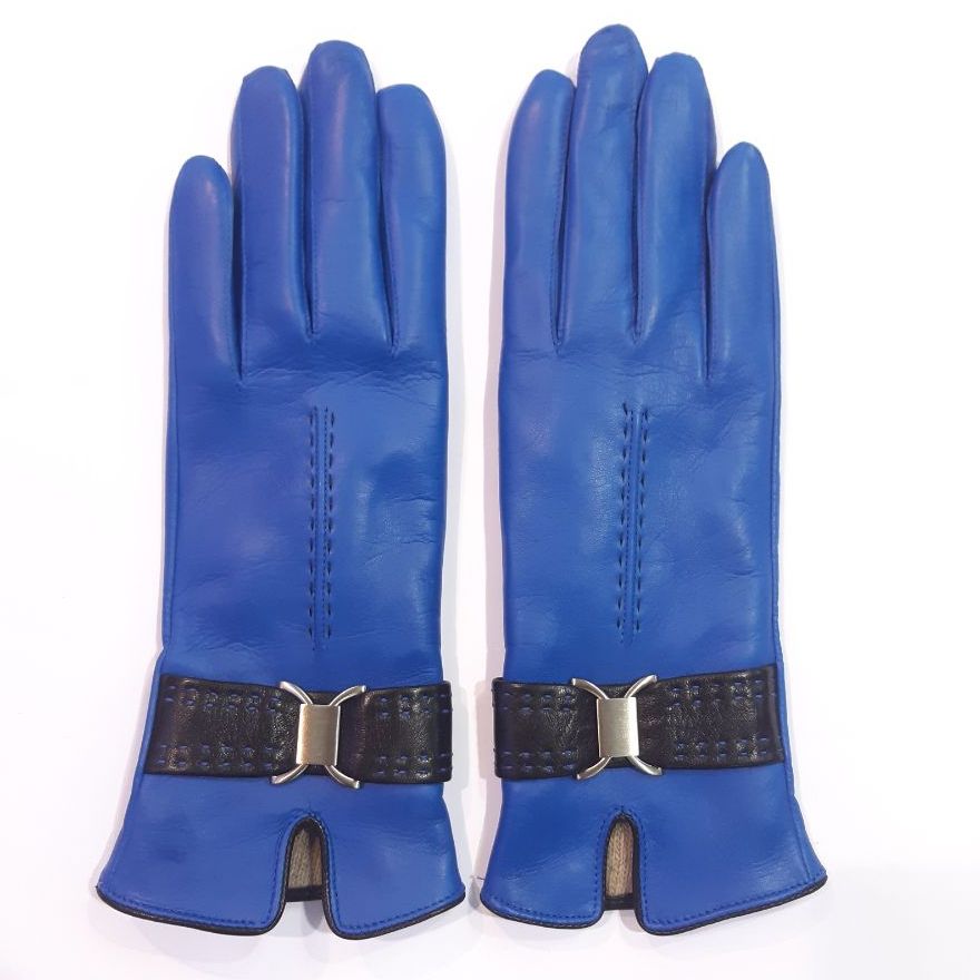 

Женские кожаные перчатки GlovesUA мод.407 р.6,5 голубой