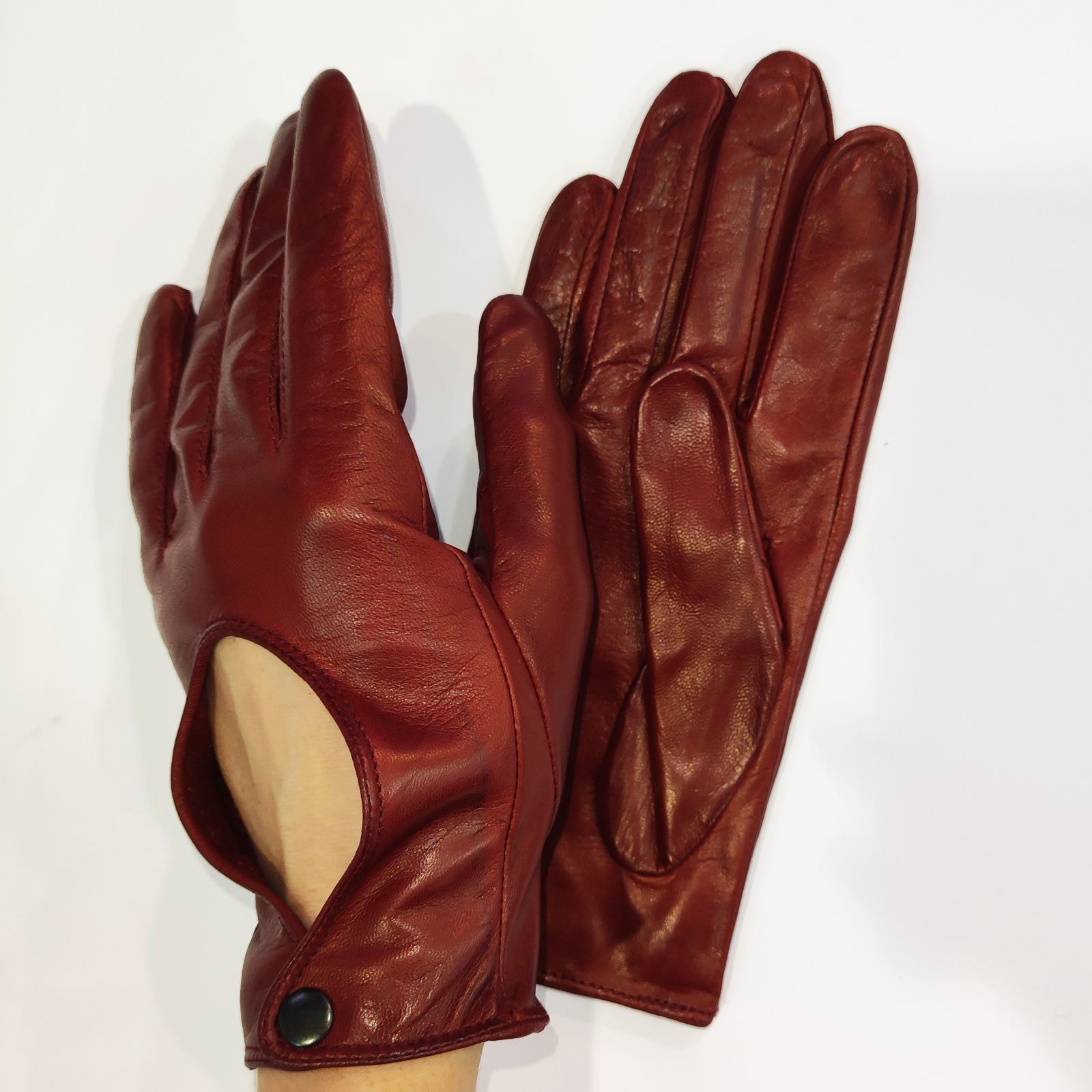 

Женские автомобильные кожаные перчатки GlovesUA мод.200 р.8 бордо