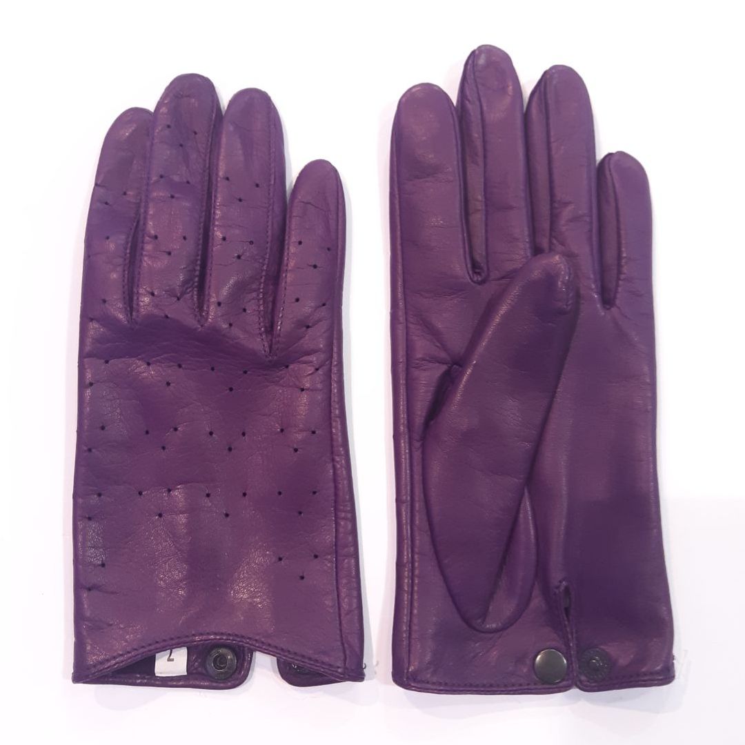 

Женские перчатки кожаные GlovesUA мод.394 р.8 фиолетовые с перфорацией