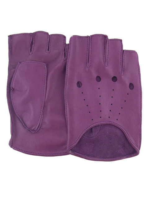 

Женские перчатки митенки кожаные GlovesUA мод.315 р.6 фиолетовые