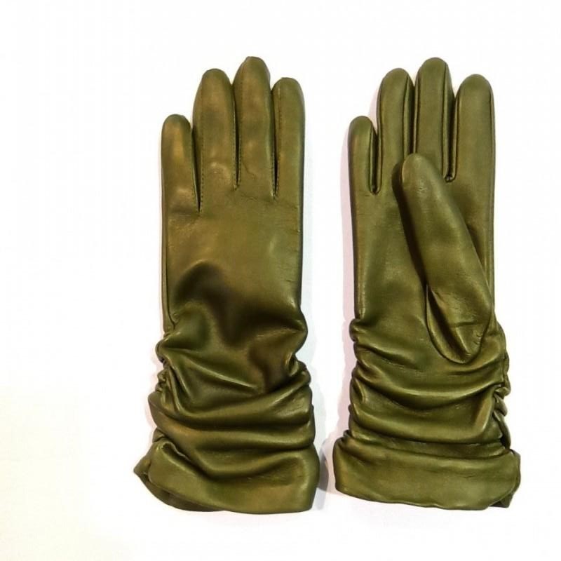 

Женские кожаные перчатки GlovesUA мод.362 р.6 оливковый