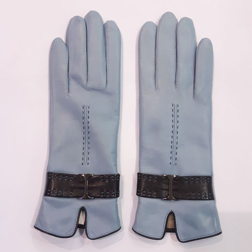 

Женские кожаные перчатки GlovesUA мод.407 р.7,5 светло голубой