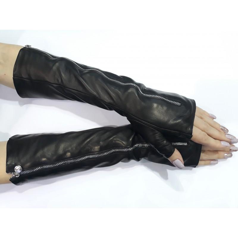 

Женские длинные перчатки кожаные GlovesUA мод.382-33-M р.8 черные