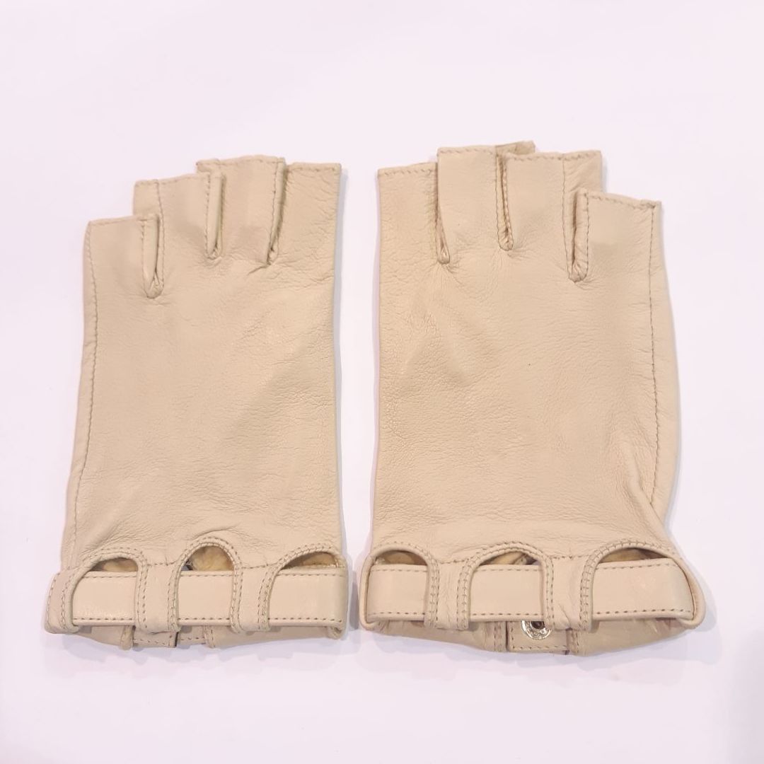 

Женские перчатки митенки кожаные GlovesUA мод.359 р.6 бежевые